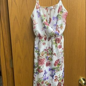 Floral dress with high low hem.